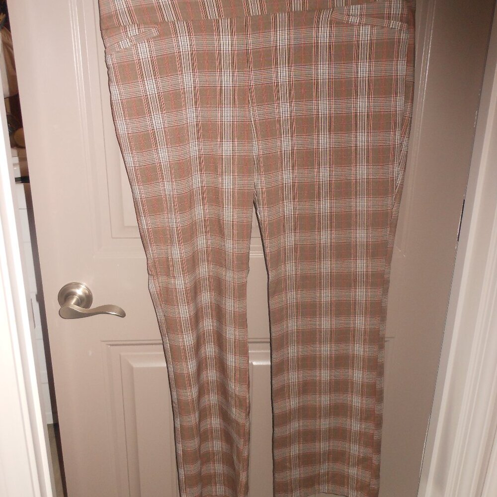 Apt 9 XL Brown Plaid Pull On Pants w/Pockets